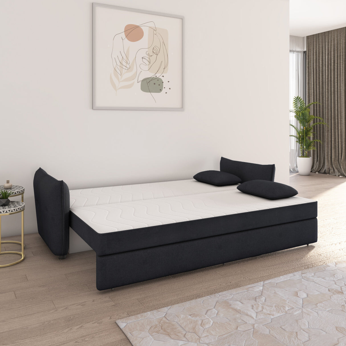 Aveo 3 Seater Sofa Cum Bed (Blue)