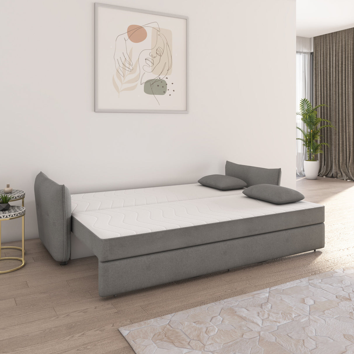 Aveo 3 Seater Sofa Cum Bed (Grey)