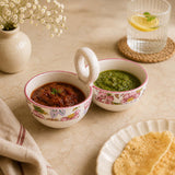 Floral Dual Condiment Bowls- Pink