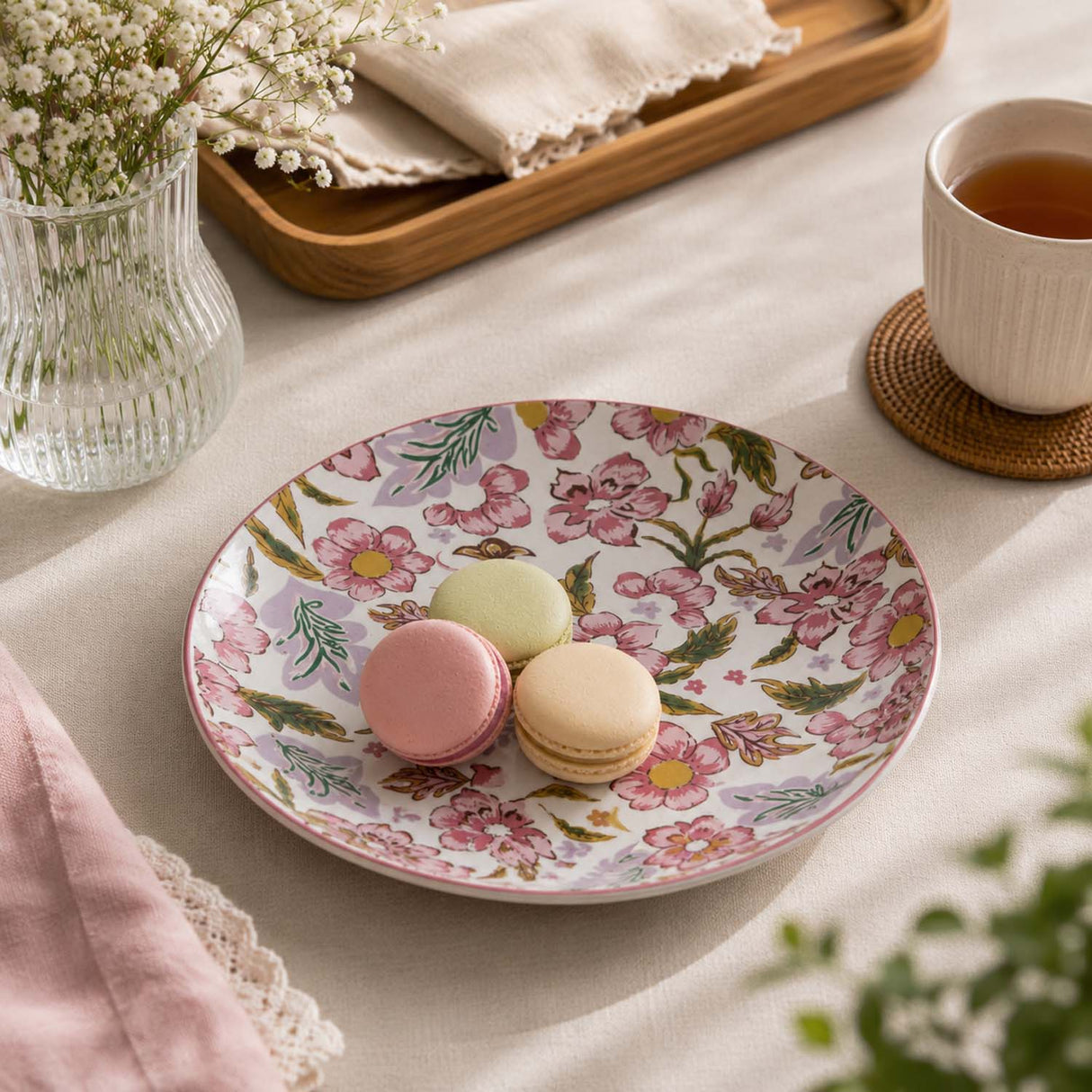 Floral Quarter Plate- Pink