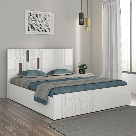 Nilkamal Agnes Queen Bed with Hydraulic Storage (White)