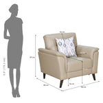 Aiden 1 Seater Leatherette Sofa- Beige