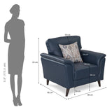 Aiden 1 Seater Leatherette Sofa- Navy Blue
