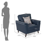 Aiden 1 Seater Leatherette Sofa- Navy Blue