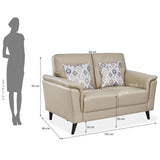 Aiden 2 Seater Leatherette Sofa- Beige