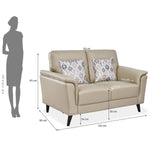 Aiden 2 Seater Leatherette Sofa- Beige