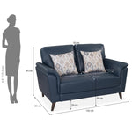 Aiden 2 Seater Leatherette Sofa- Navy Blue