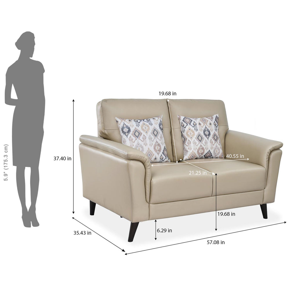 Aiden 2 Seater Leatherette Sofa- Beige