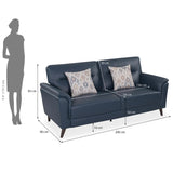 Aiden 3 Seater Leatherette Sofa- Navy Blue