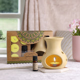 IRIS Amogha Lemon Grass Fragrance Vaporizer with 4 Tealights and Vaporizer Oil (10 ml)