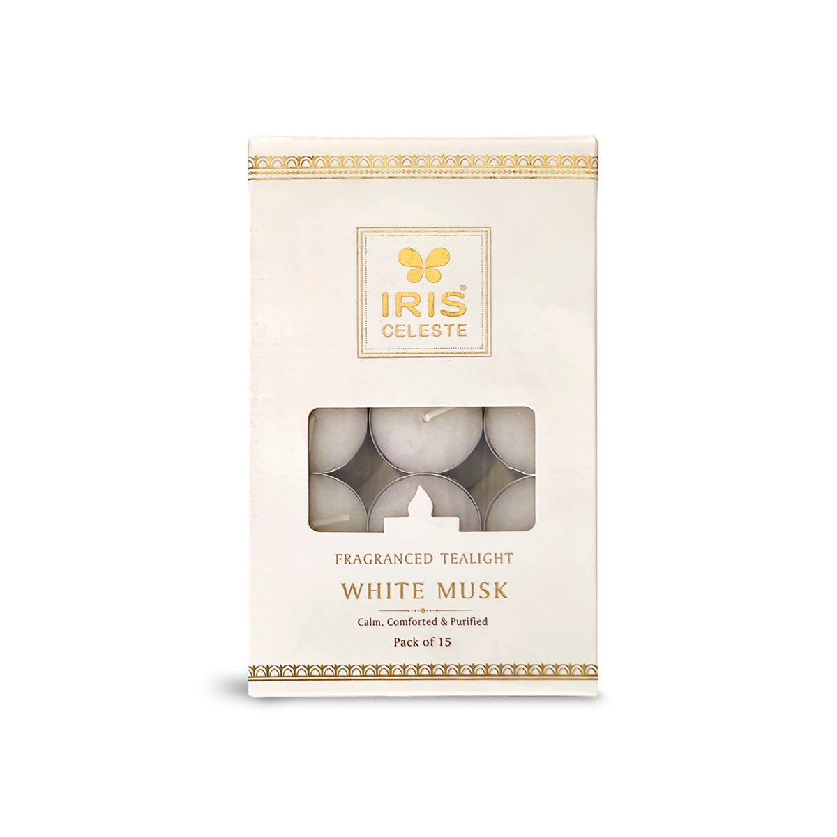 Iris Celeste White Musk Fragranced Tealight Candles Pack of 15