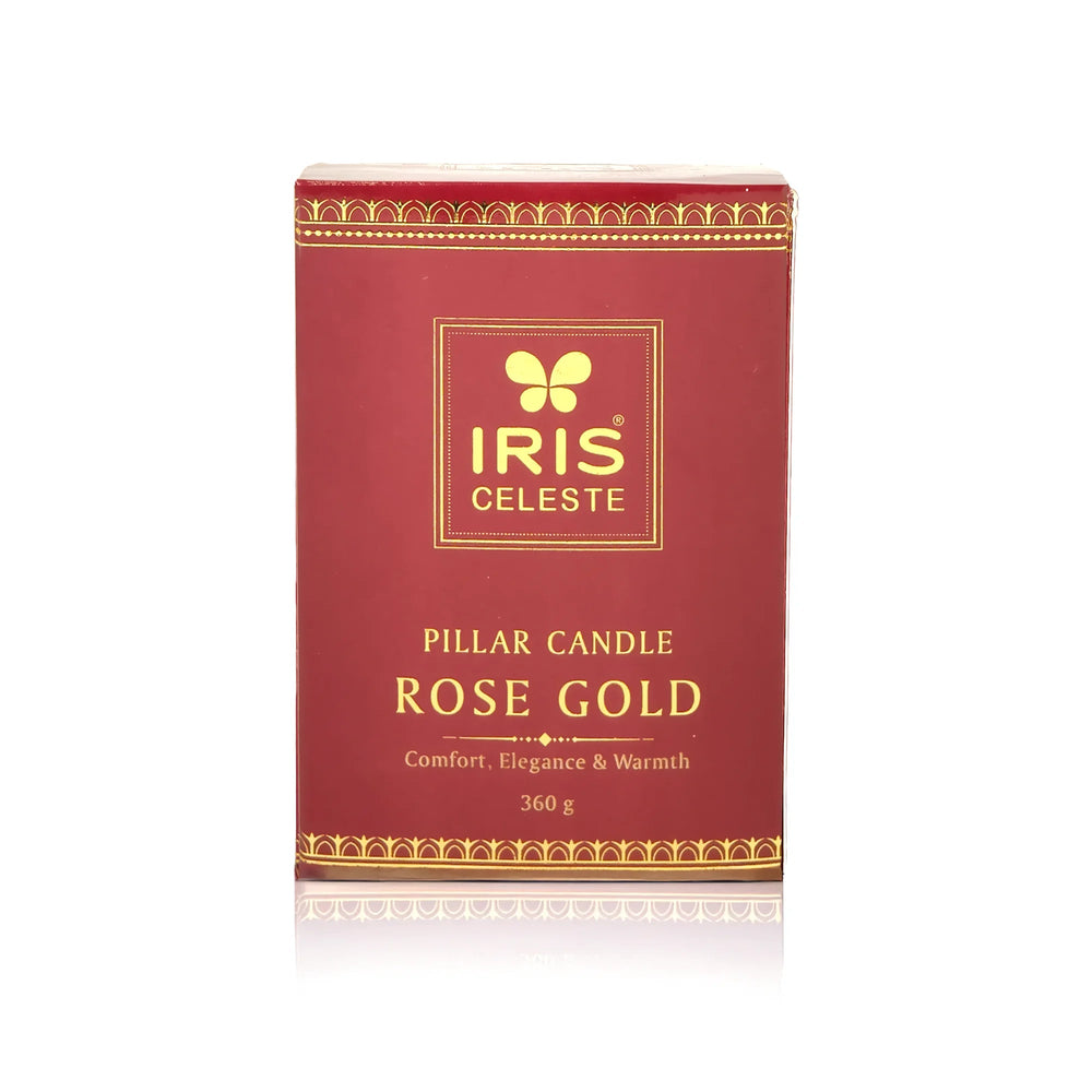 Iris Celeste Pillar Candle- Rose Gold, 2.8 X 4 Inch