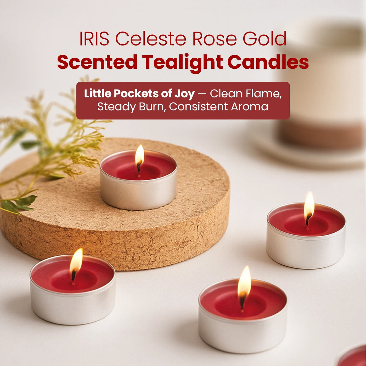 Iris Celeste Rose Gold Fragranced Tealight Candles Pack of 15
