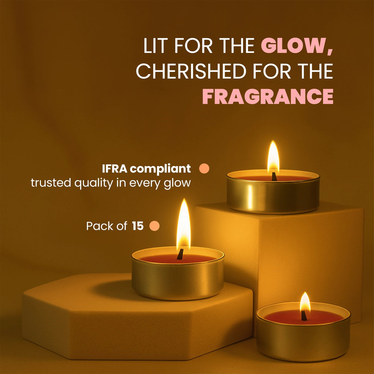 Iris Celeste Rose Gold Fragranced Tealight Candles Pack of 15