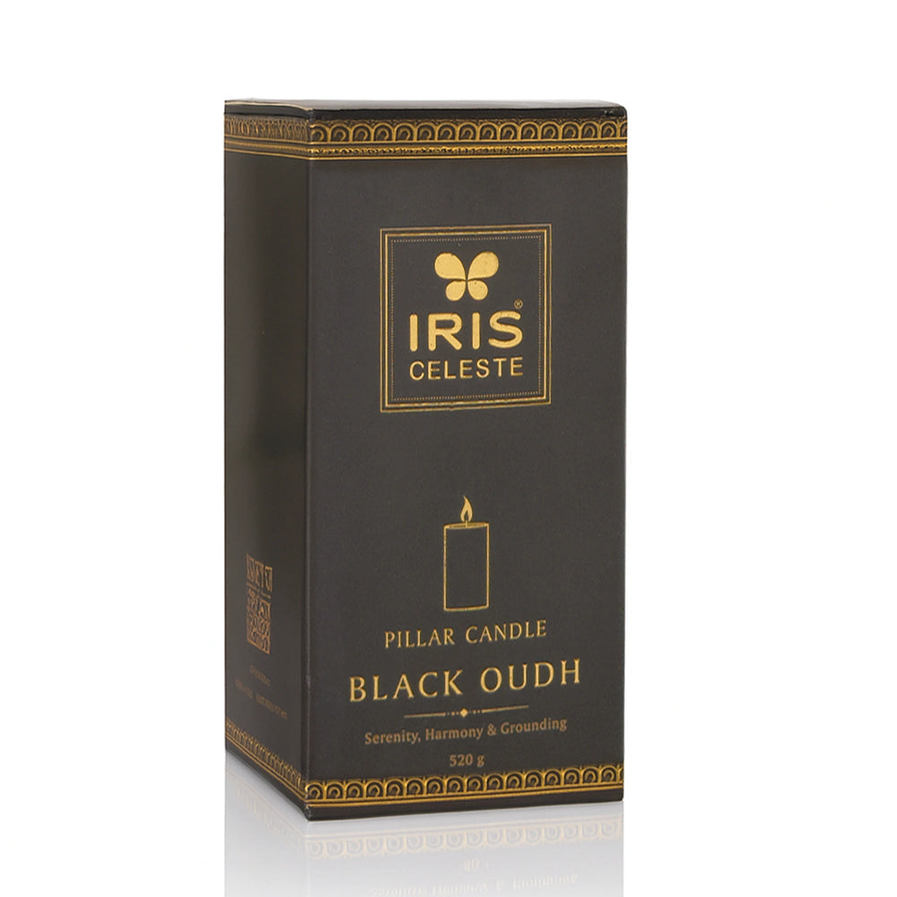 Iris Celeste Pillar Candle- Black, 2.8 X 6 Inch