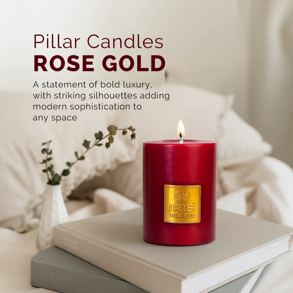 Iris Celeste Pillar Candle- Rose Gold, 2.8 X 4 Inch