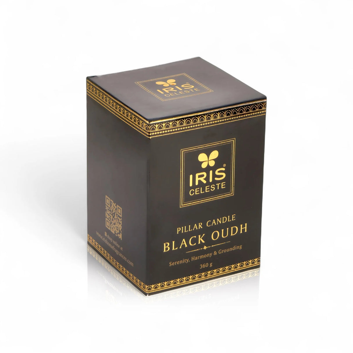 Iris Celeste Pillar Candle- Black, 2.8 X 4 Inch