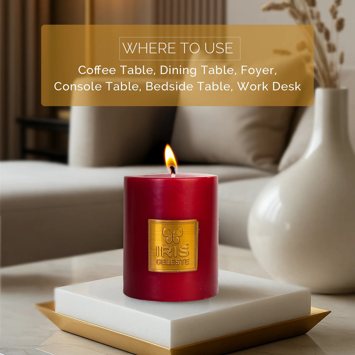 Iris Celeste Pillar Candle- Rose Gold, 2.8 X 4 Inch