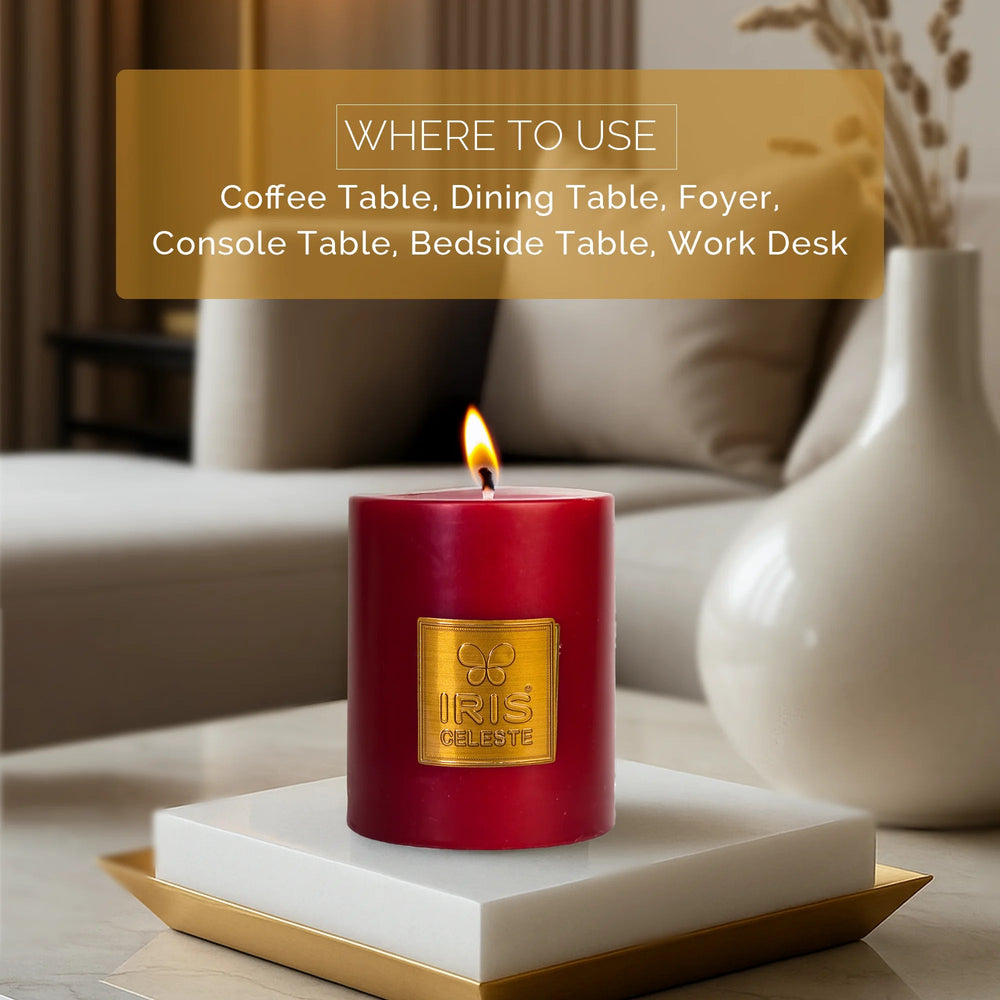 Iris Celeste Pillar Candle- Rose Gold, 2.8 X 4 Inch