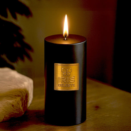Iris Celeste Pillar Candle- Black, 2.8 X 6 Inch
