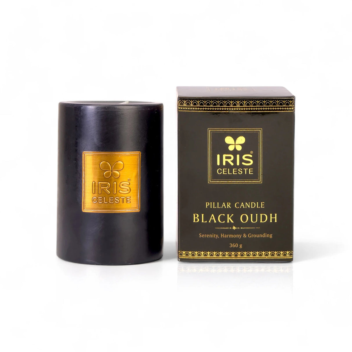 Iris Celeste Pillar Candle- Black, 2.8 X 4 Inch