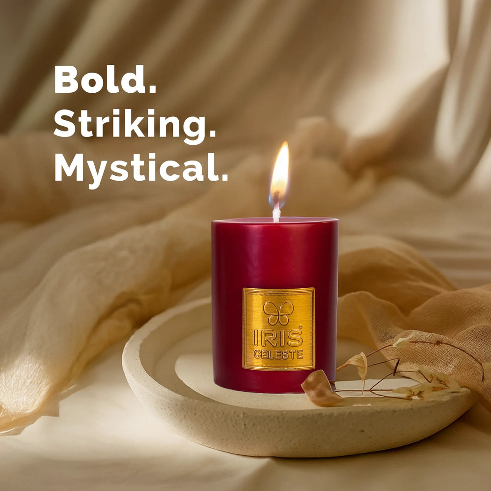 Iris Celeste Pillar Candle- Rose Gold, 2.8 X 4 Inch