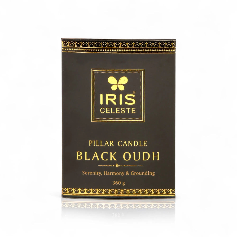 Iris Celeste Pillar Candle- Black, 2.8 X 4 Inch