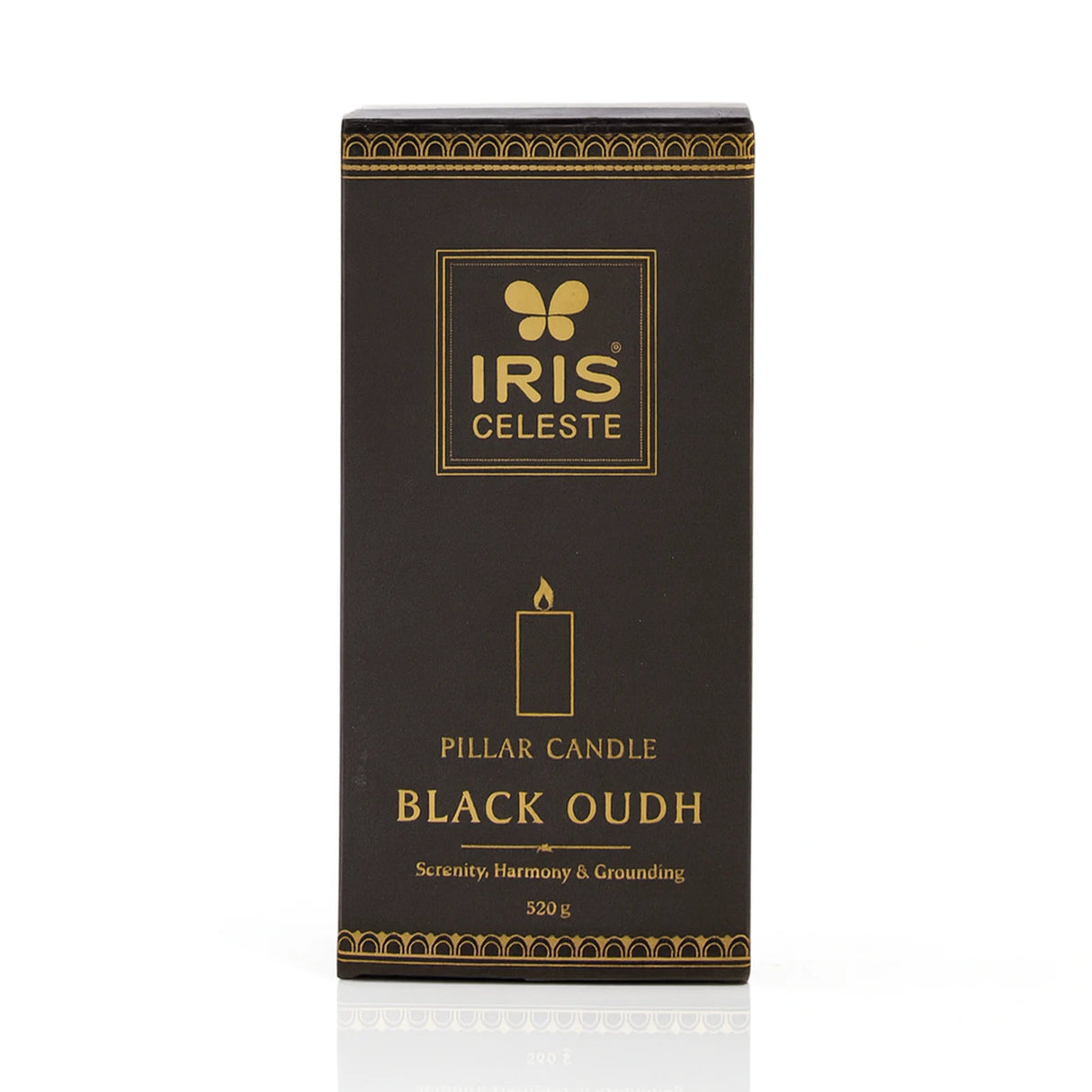 Iris Celeste Pillar Candle- Black, 2.8 X 6 Inch