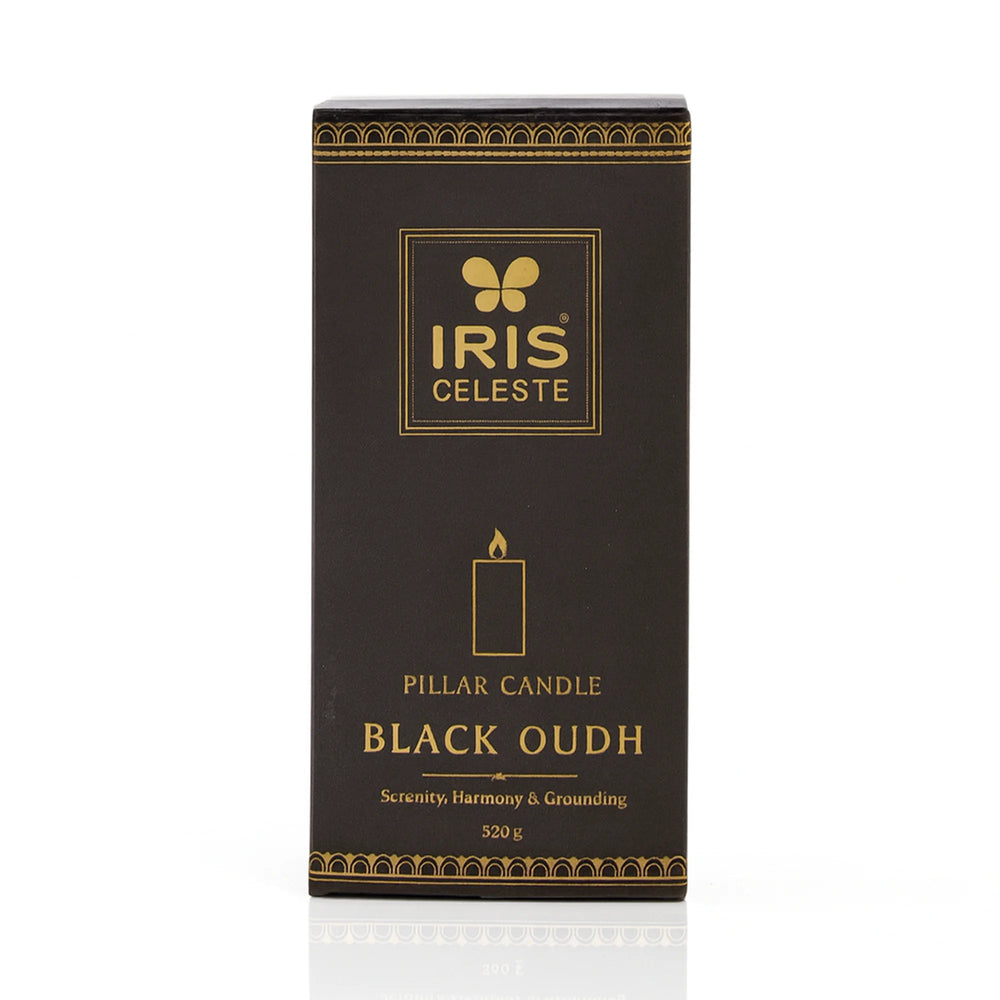 Iris Celeste Pillar Candle- Black, 2.8 X 6 Inch