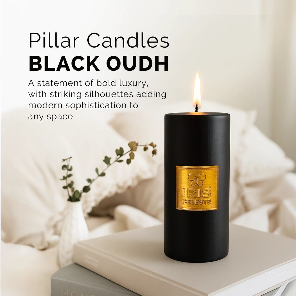 Iris Celeste Pillar Candle- Black, 2.8 X 6 Inch
