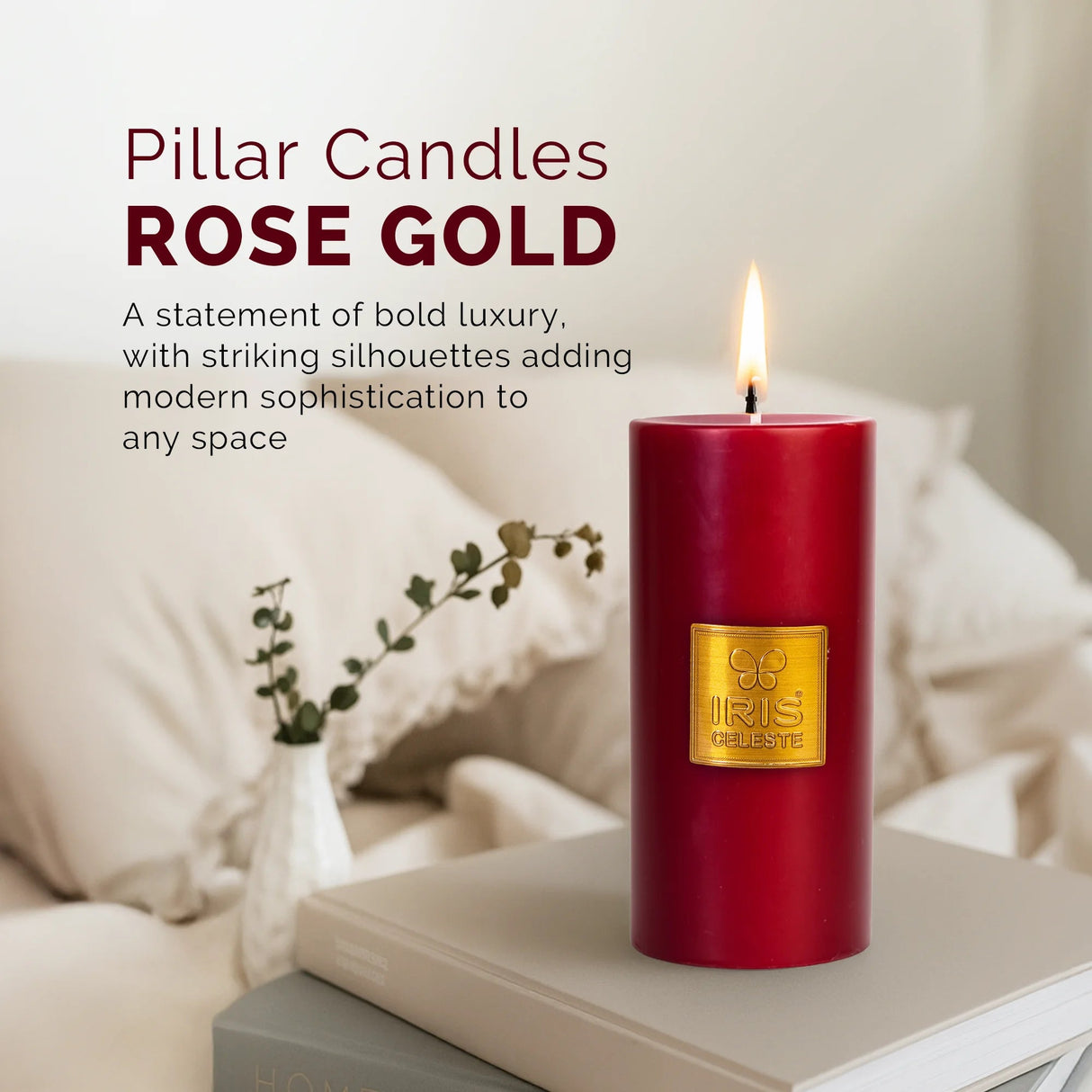 Iris Celeste Pillar Candle- Rose Gold, 2.8 X 6 Inch