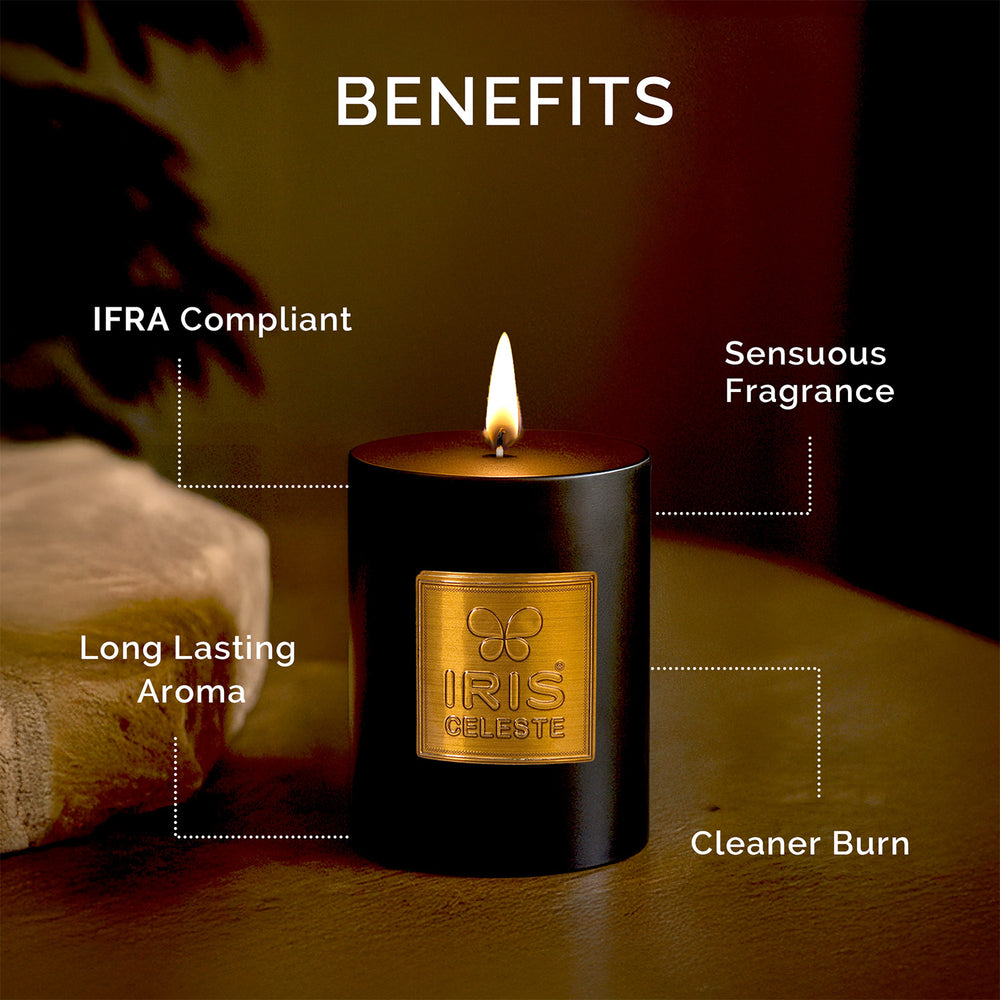 Iris Celeste Pillar Candle- Black, 2.8 X 4 Inch