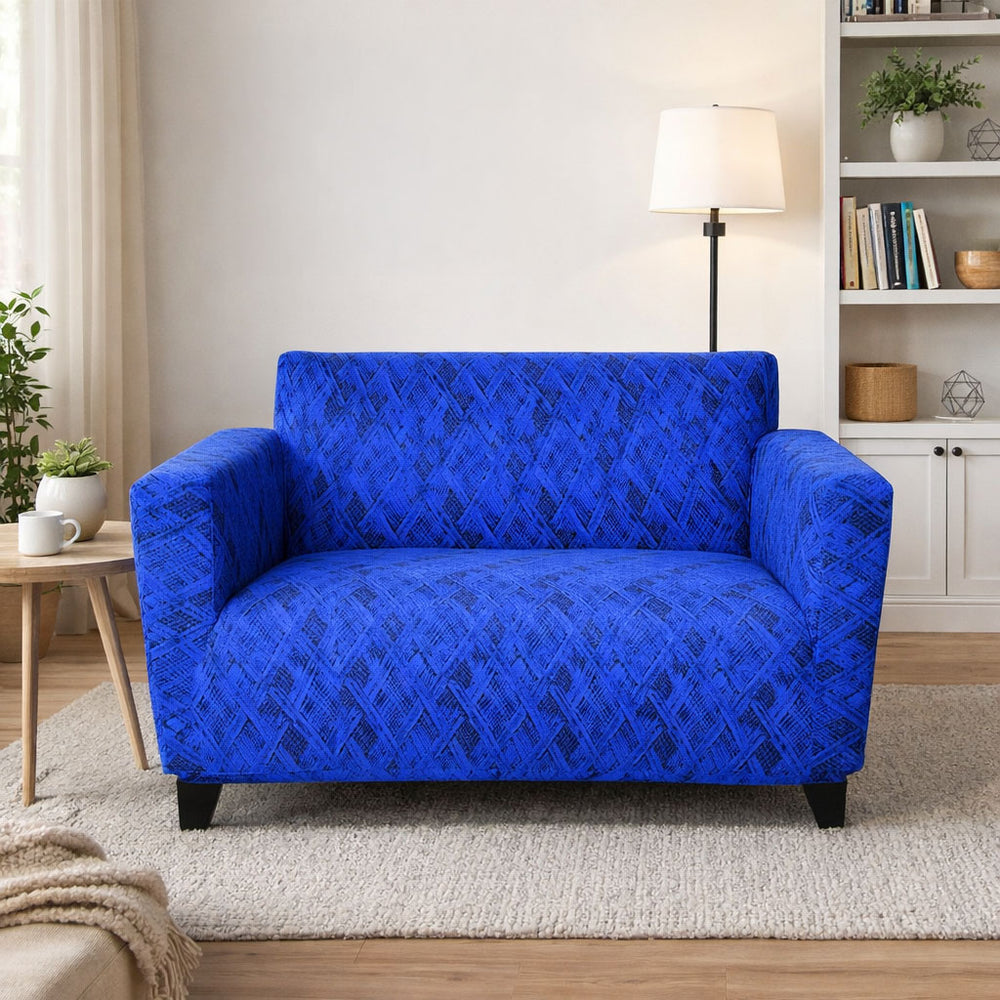 2 Seater Jaquared Knit Sofa Cover- Nautica Blue
