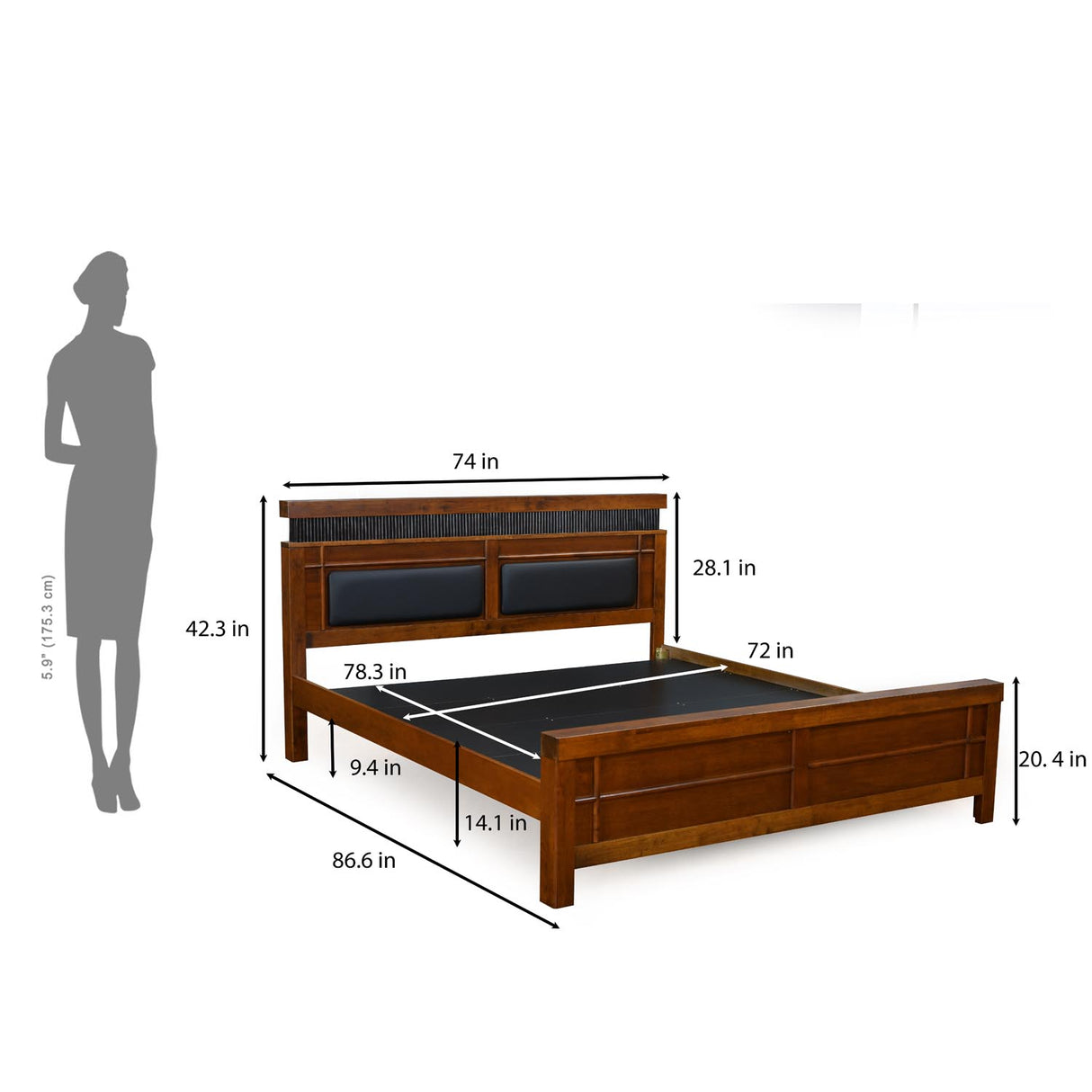 Autum King Bed Without Storage- Cappuccino