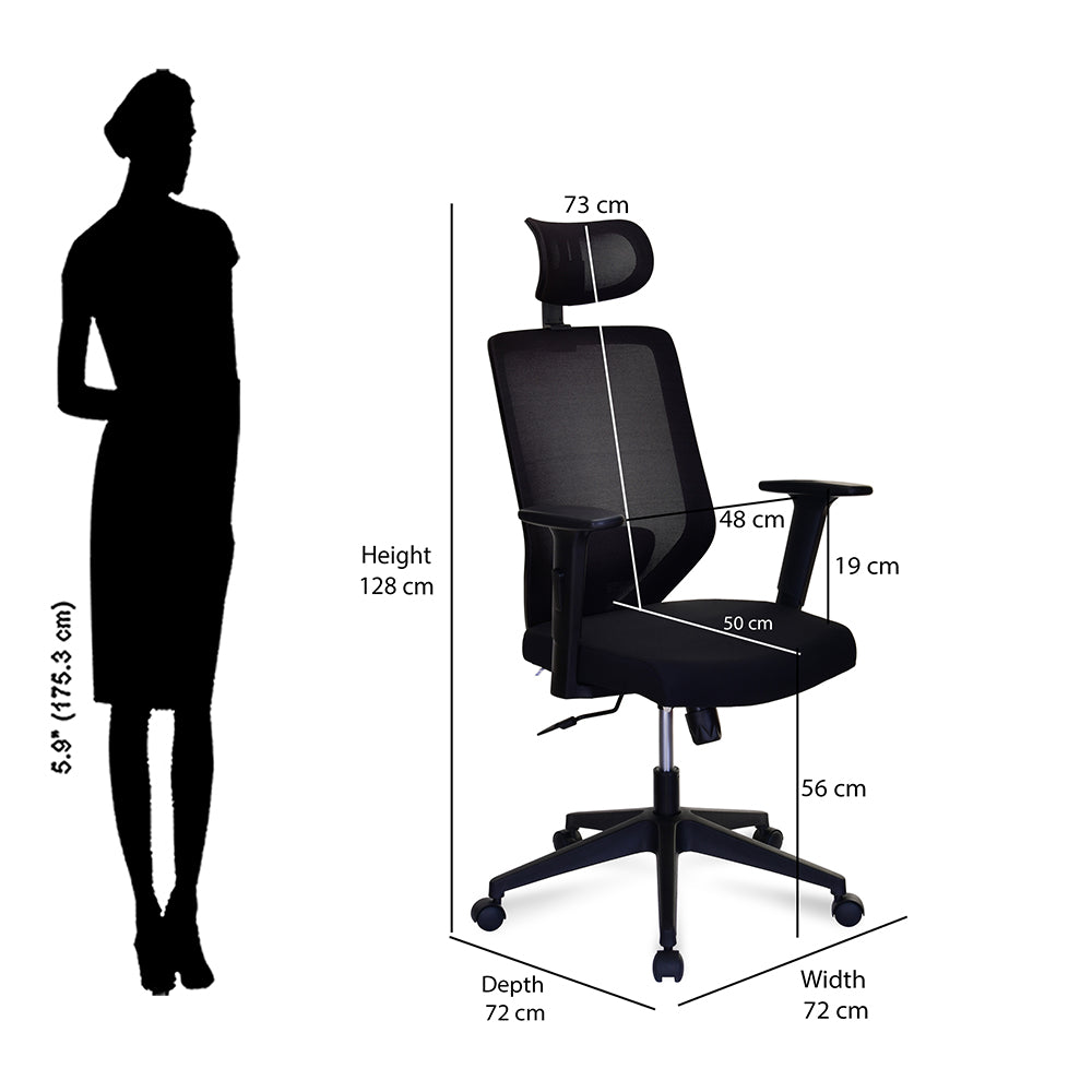 Poise High Back Mesh Chair- Black