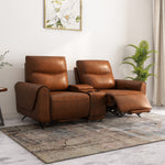 Beatrix 2 Seater Dual Motor Electric Recliner with Console- Brown