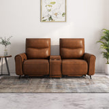Beatrix 2 Seater Dual Motor Electric Recliner with Console- Brown