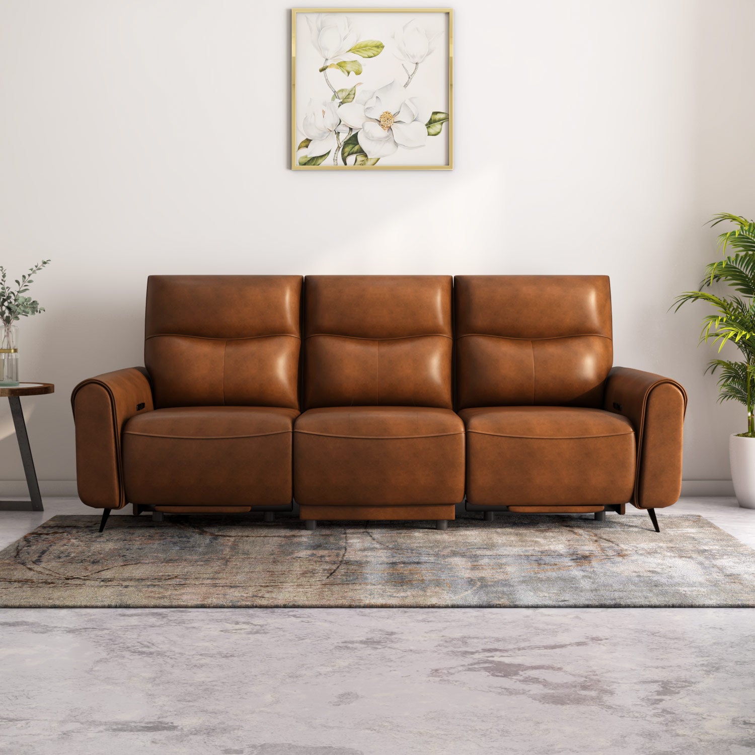 Beatrix 3 Seater Dual Motor Electric Recliner- Brown