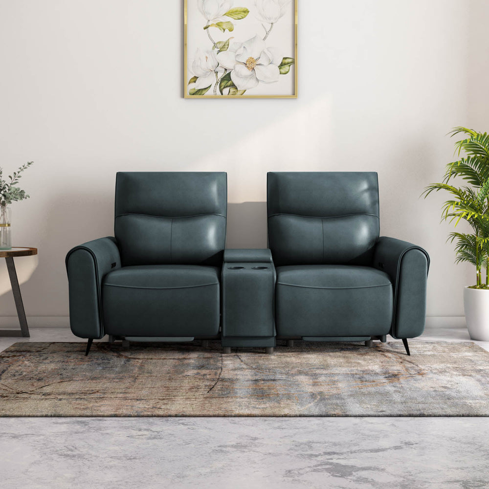 Beatrix 2 Seater Dual Motor Electric Recliner with Console- Green