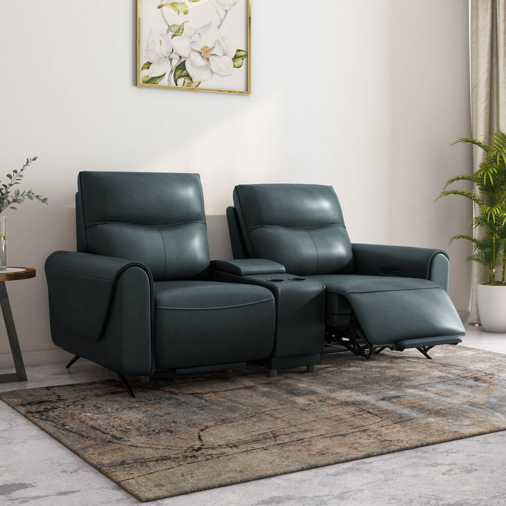 Beatrix 2 Seater Dual Motor Electric Recliner with Console- Green