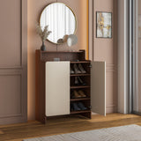 Benny 2 Door Shoe Cabinet- Legno Oak Dark & Ivory