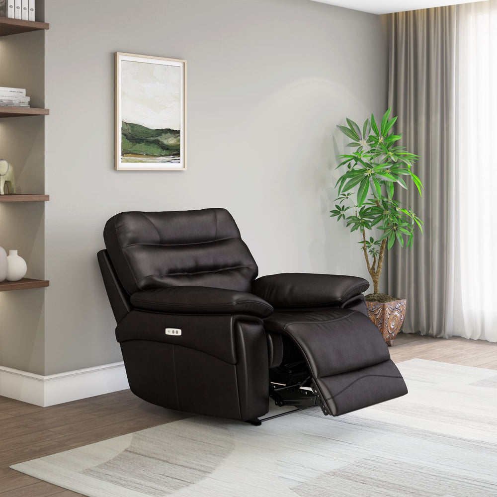 Bakewell 1 Seater Leather Electric Recliner- Brown