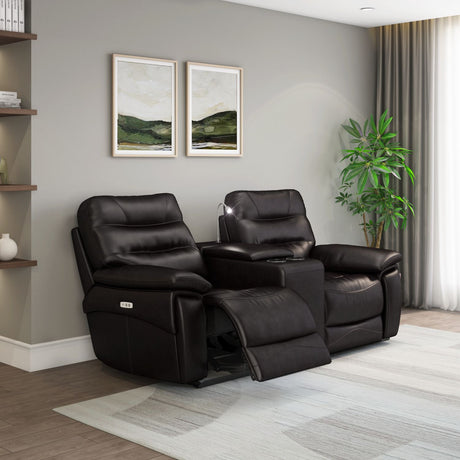 Nilkamal Bakewell 2 Seater Leather Electric Recliner with Console (Brown)