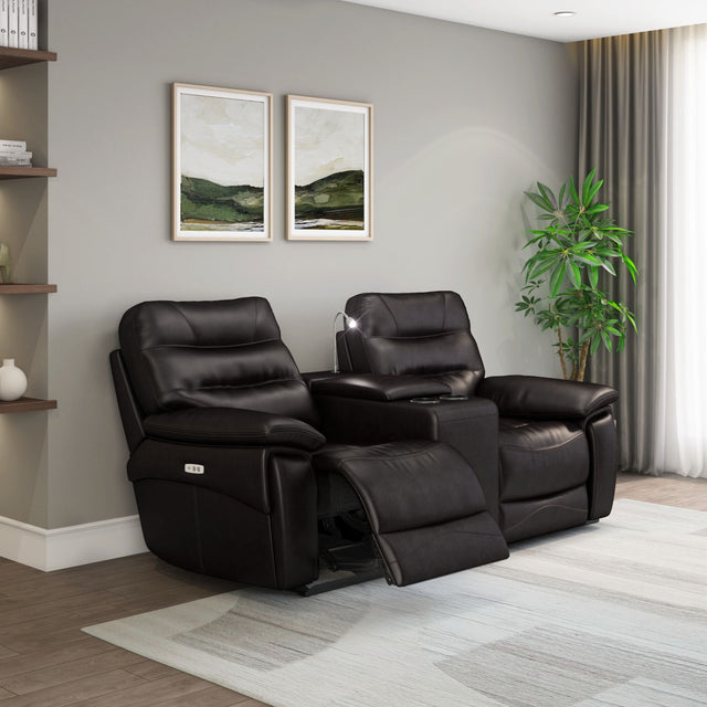 Nilkamal Bakewell 2 Seater Leather Electric Recliner with Console (Brown)