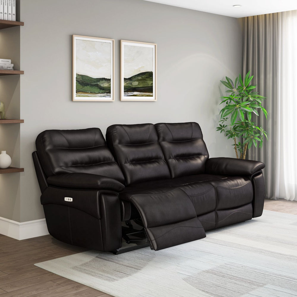 Bakewell 3 Seater Leather Electric Recliner- Brown