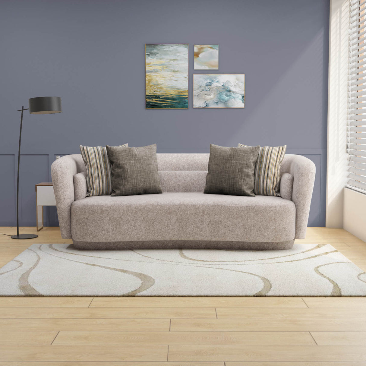 Nilkamal Bethany 3 Seater Fabric Sofa (Sand Brown)