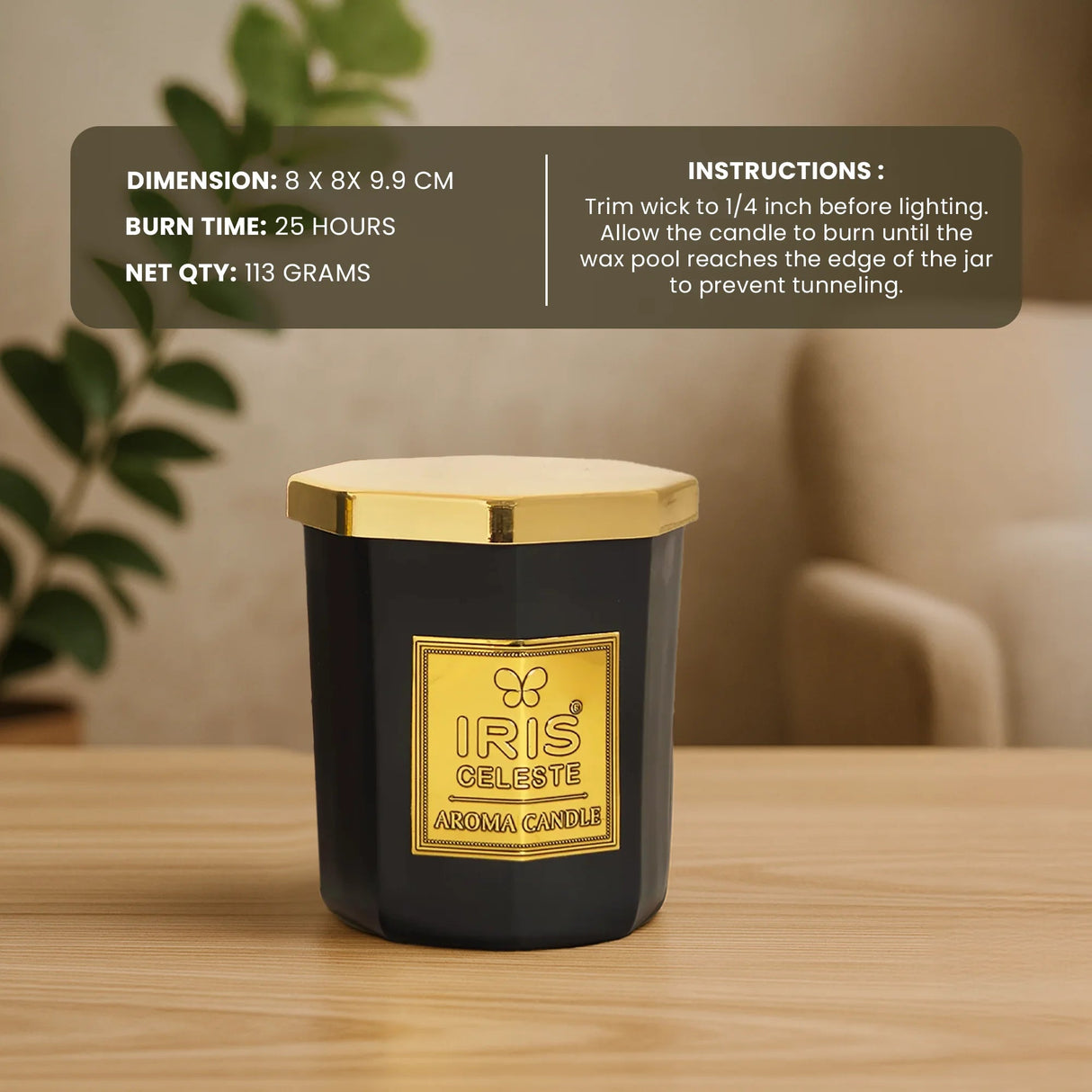 IRIS Celeste Aroma Votive Candle- Black