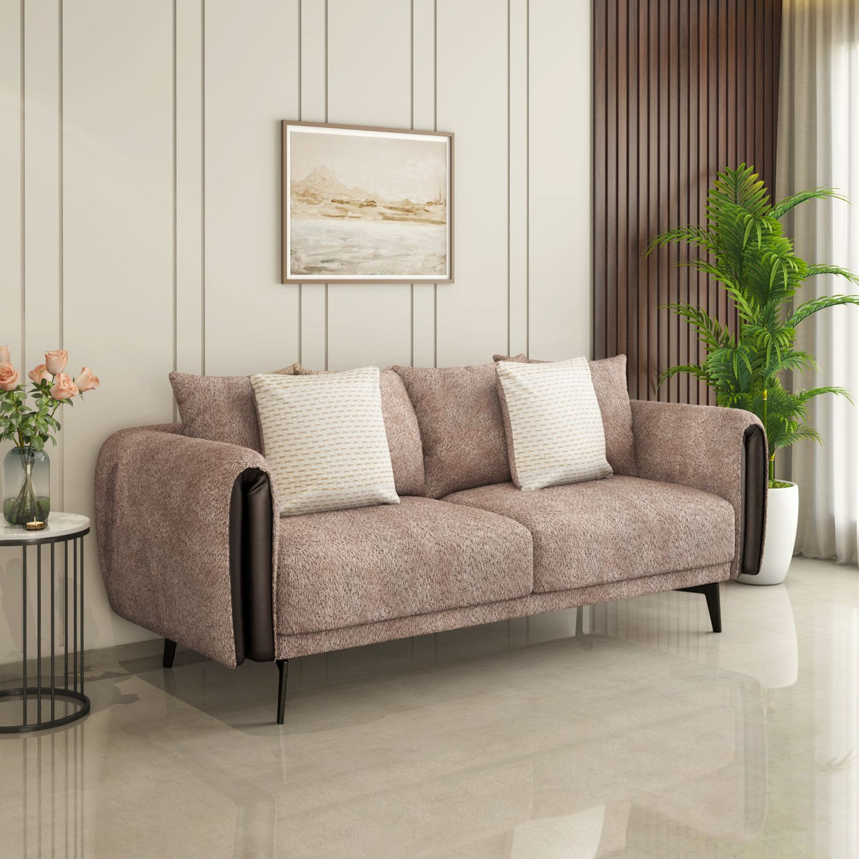 Nilkamal Canyon 3 Seater Fabric Sofa (Light Grey)
