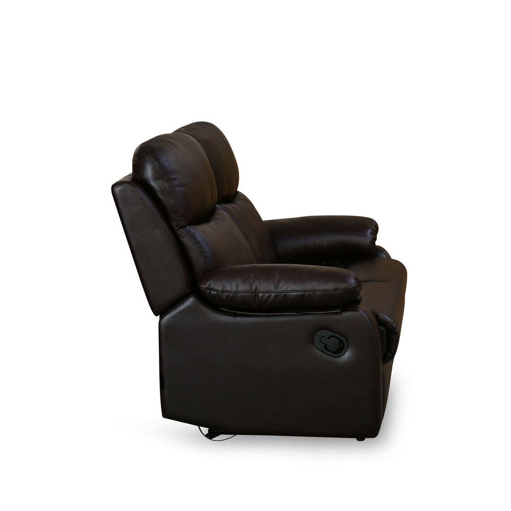 Carolina 2 Seater Leather Recliner Sofa- Brown