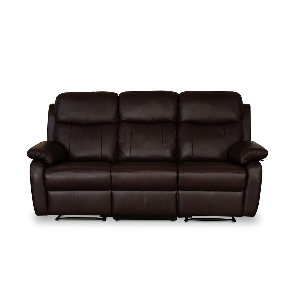 Carolina 3 Seater Sofa with 2 Manual Sofa Recliners- Brown